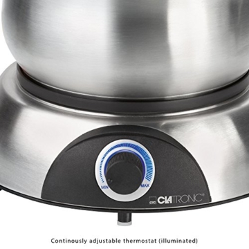 Clatronic FD 3516 / Fonduetopf aus Edelstahl für 8 Personen / Sandwichboden für optimale Wärmeverteilung / 8 Edelstahl Fonduegabeln, farblich markiert / Füllmenge max. 1,2 Liter / 1400 Watt - 2