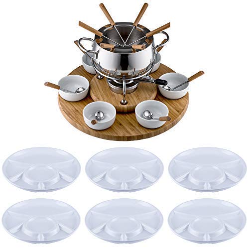 Edelstahl Fondue Set von Style-n cook mit 6 Keramiktellern